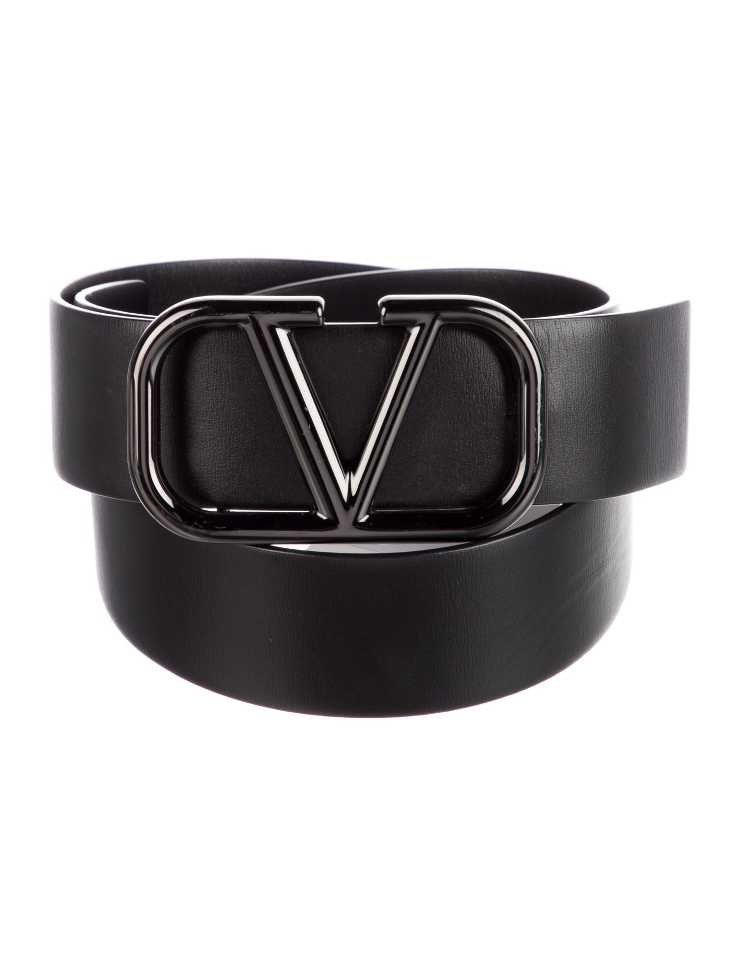 Vlogo Black Leather Buckle 20mm Black Belt