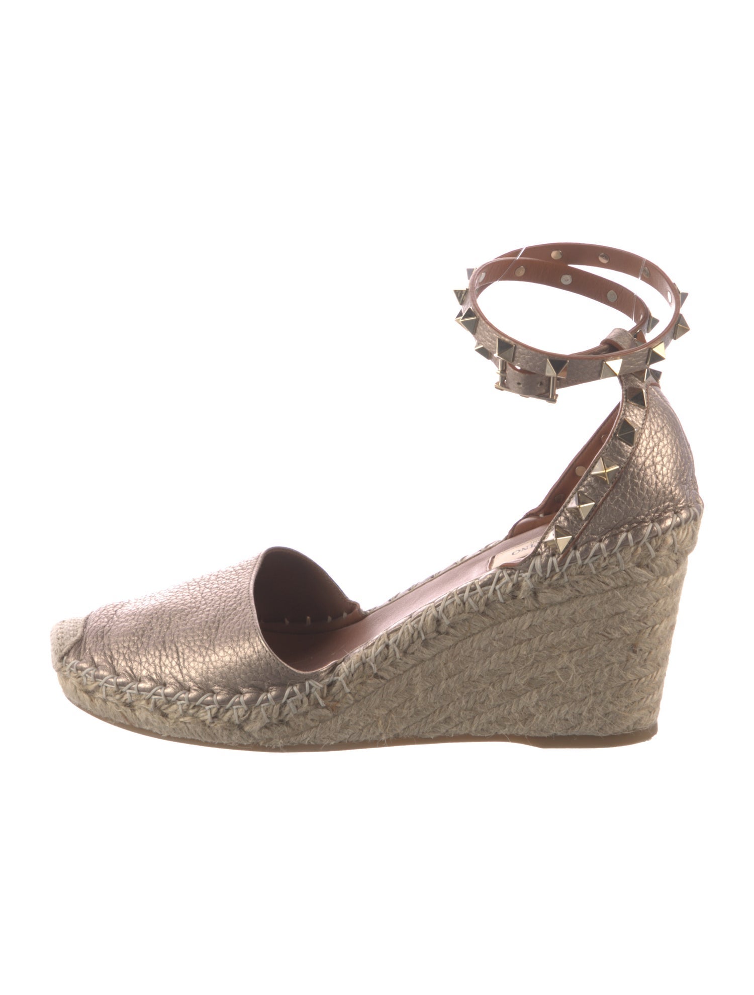 Valentino Rockstud Accents Leather Espadrilles