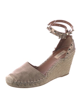 Valentino Rockstud Accents Leather Espadrilles