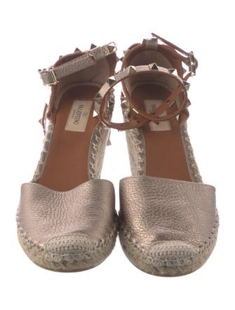 Valentino Rockstud Accents Leather Espadrilles