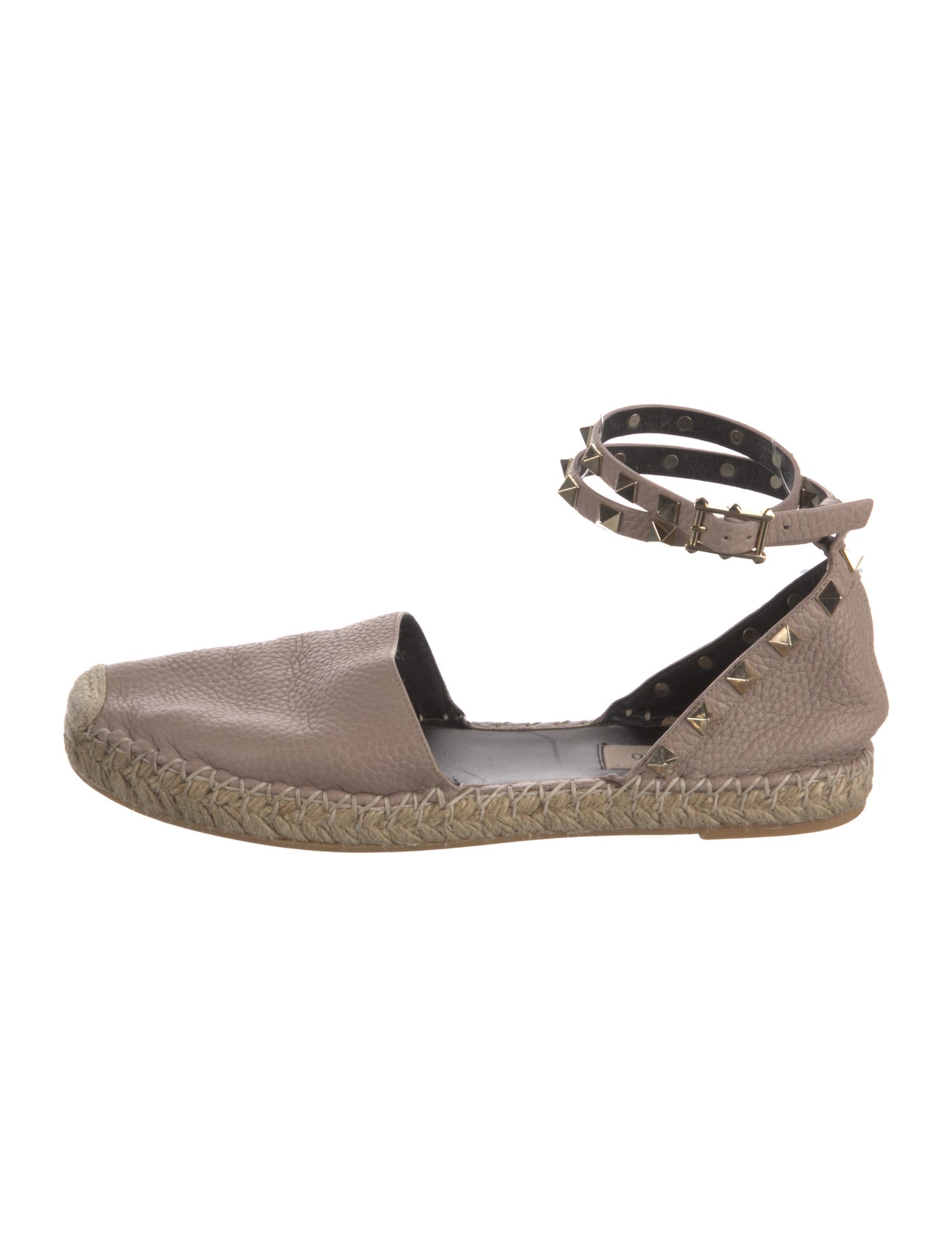 Valentino Rockstud Accents Leather Espadrilles