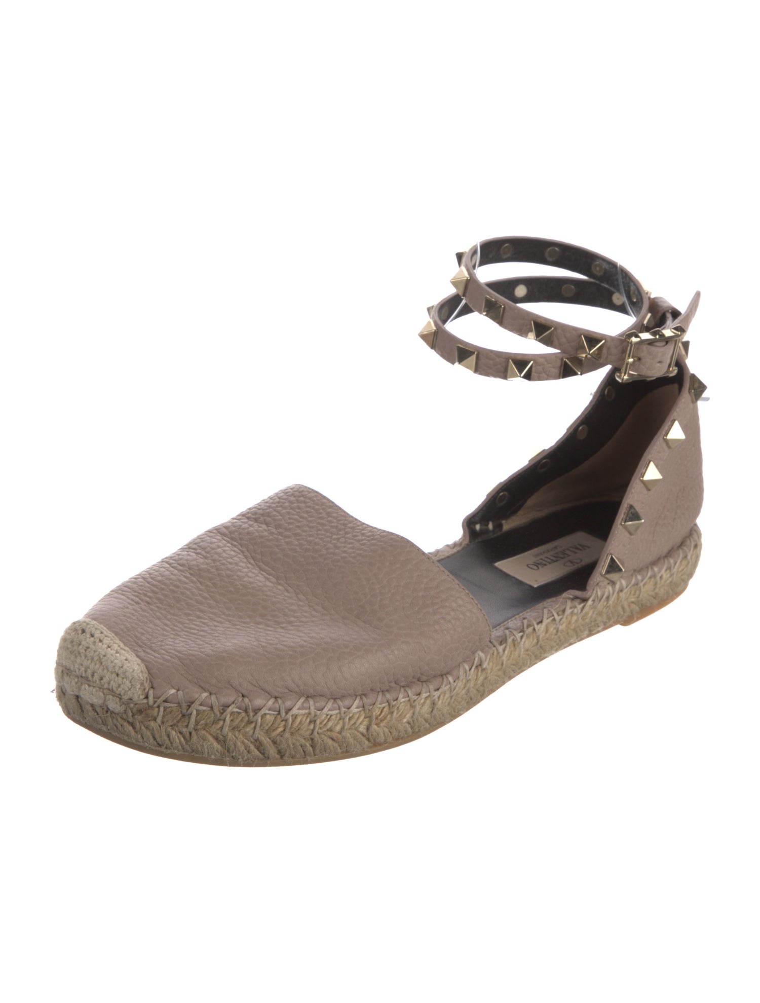 Valentino Rockstud Accents Leather Espadrilles