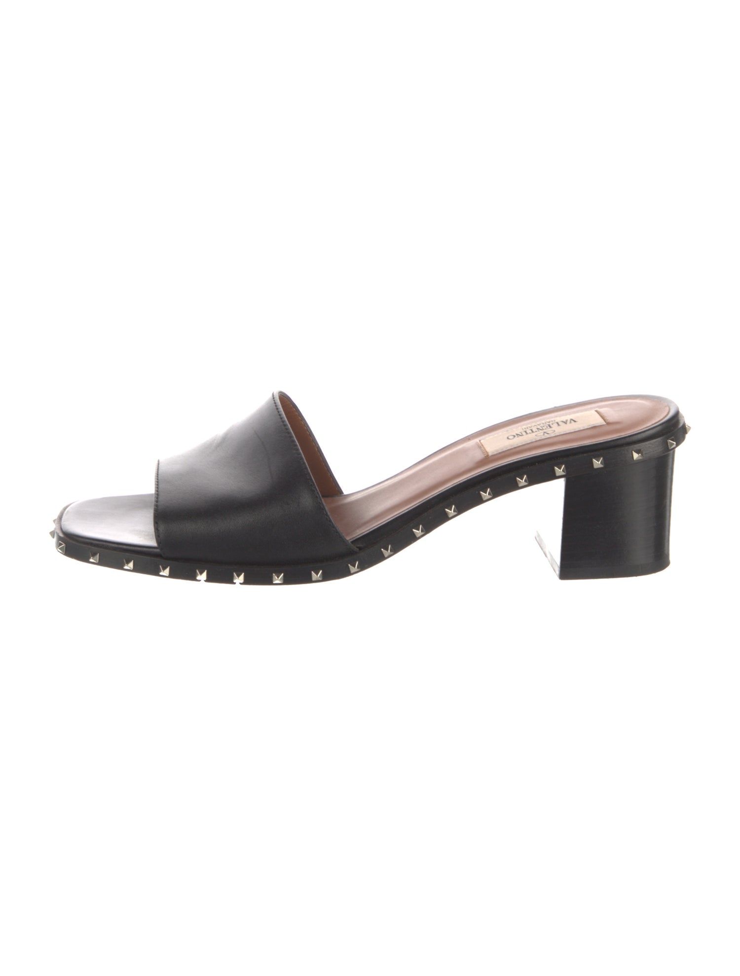 Valentino Rockstud Accents Leather Slides