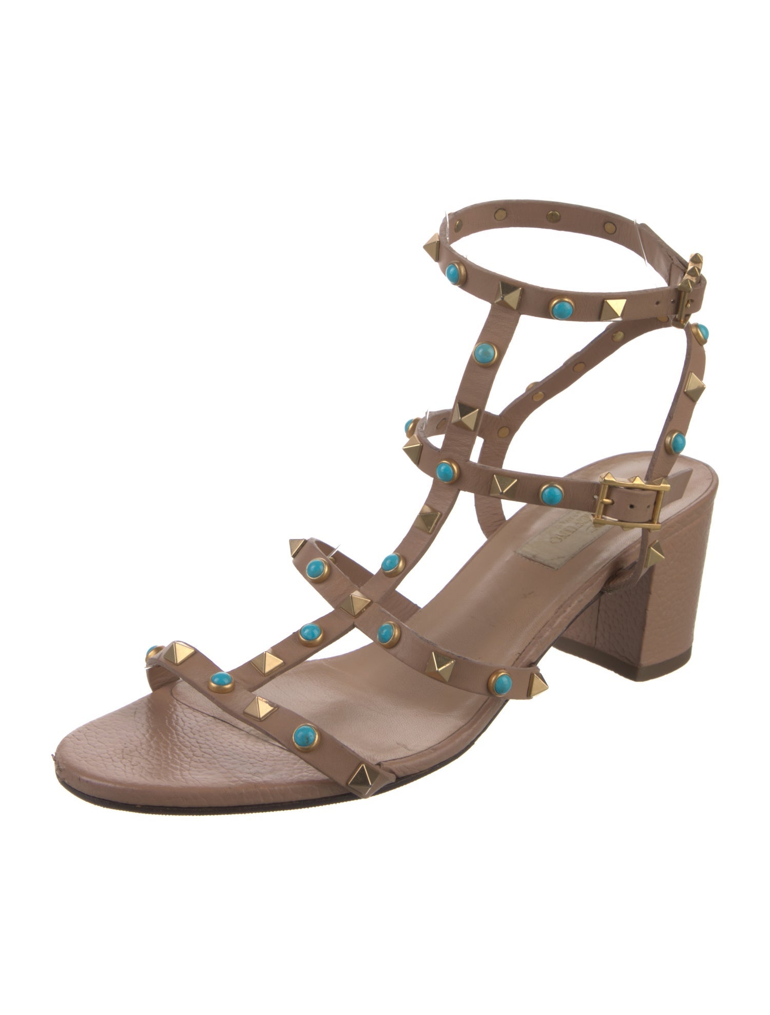 Valentino Rockstud Accents Leather Gladiator Sandals