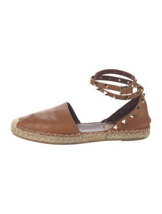 Valentino Rockstud Accents Leather Espadrilles