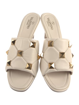 Valentino Rockstud Accents Leather Slides