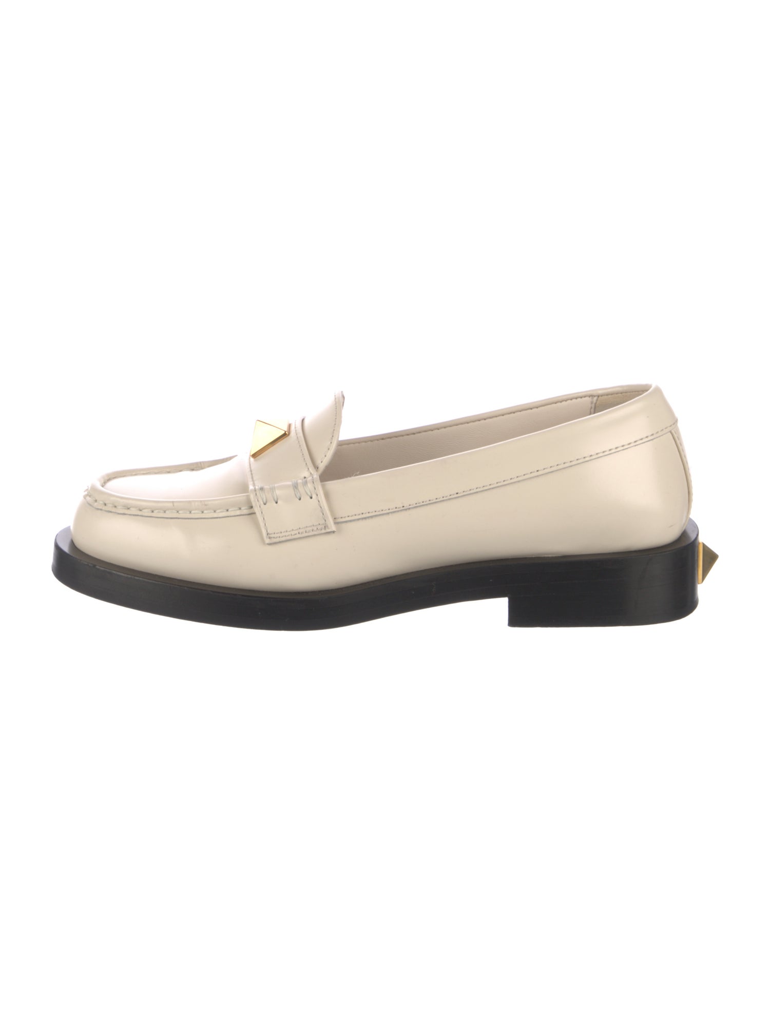 Valentino Rockstud Accents Leather Loafers
