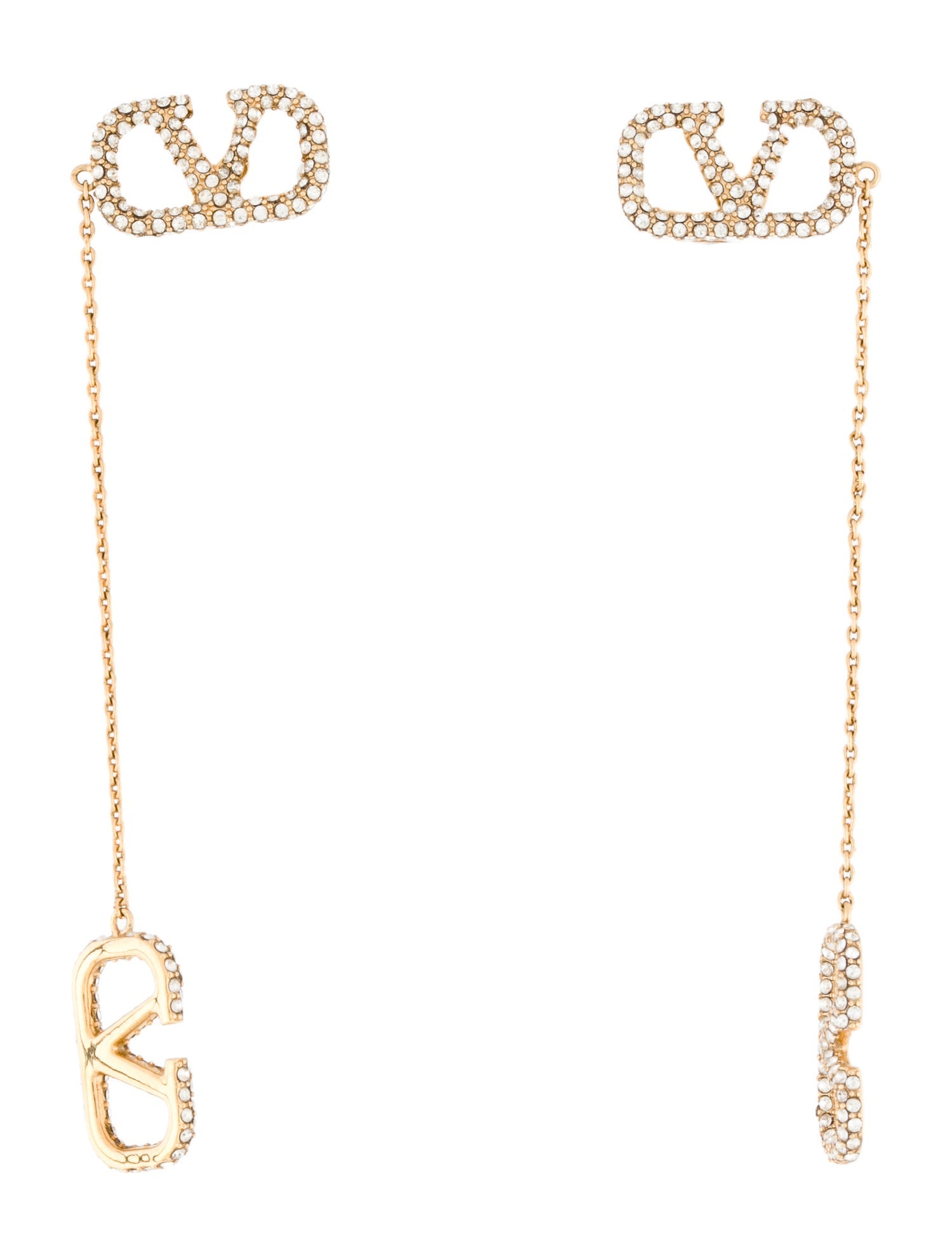 Valentino Crystal VLogo Signature Drop Earrings