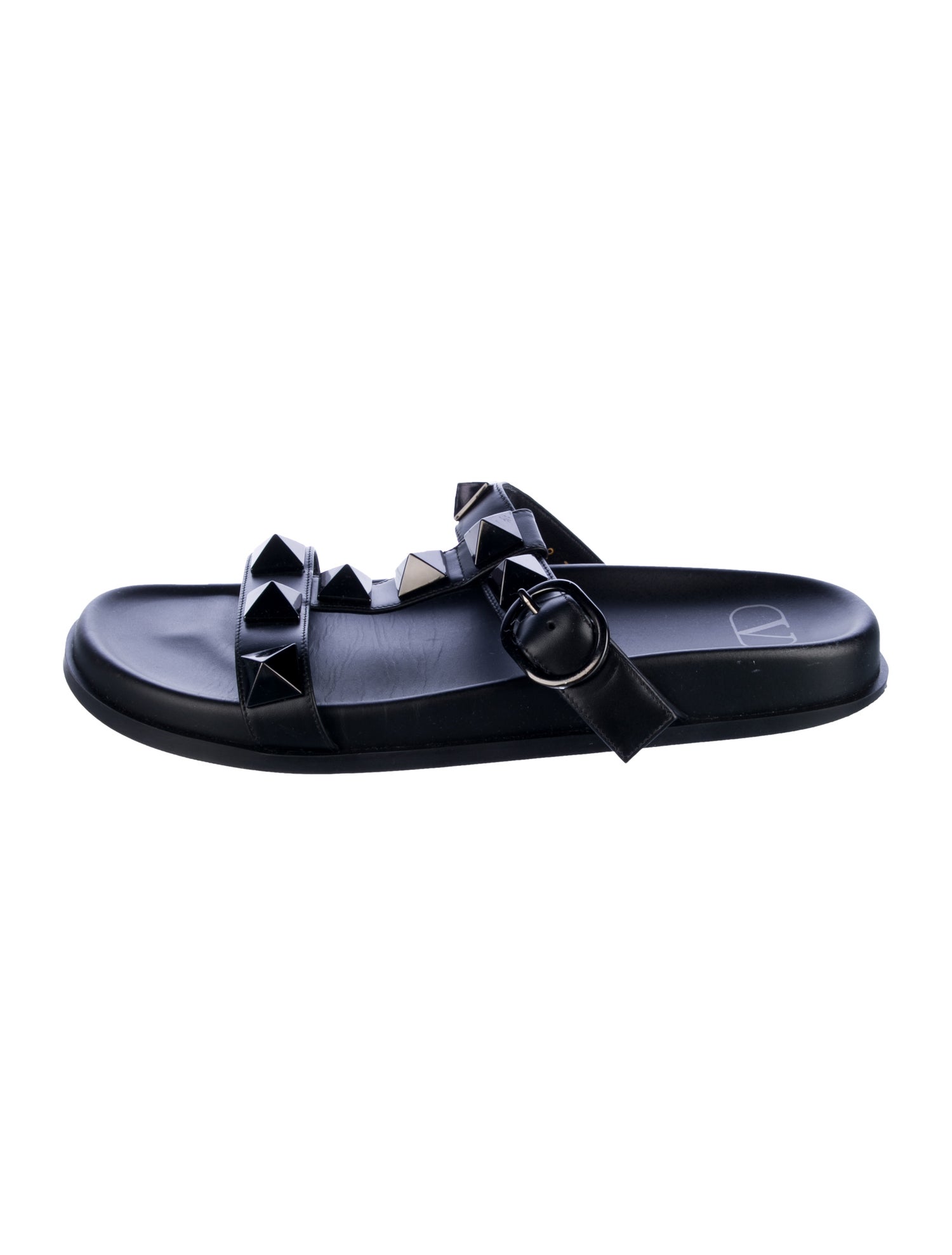 Valentino Rockstud Accents Leather Slides