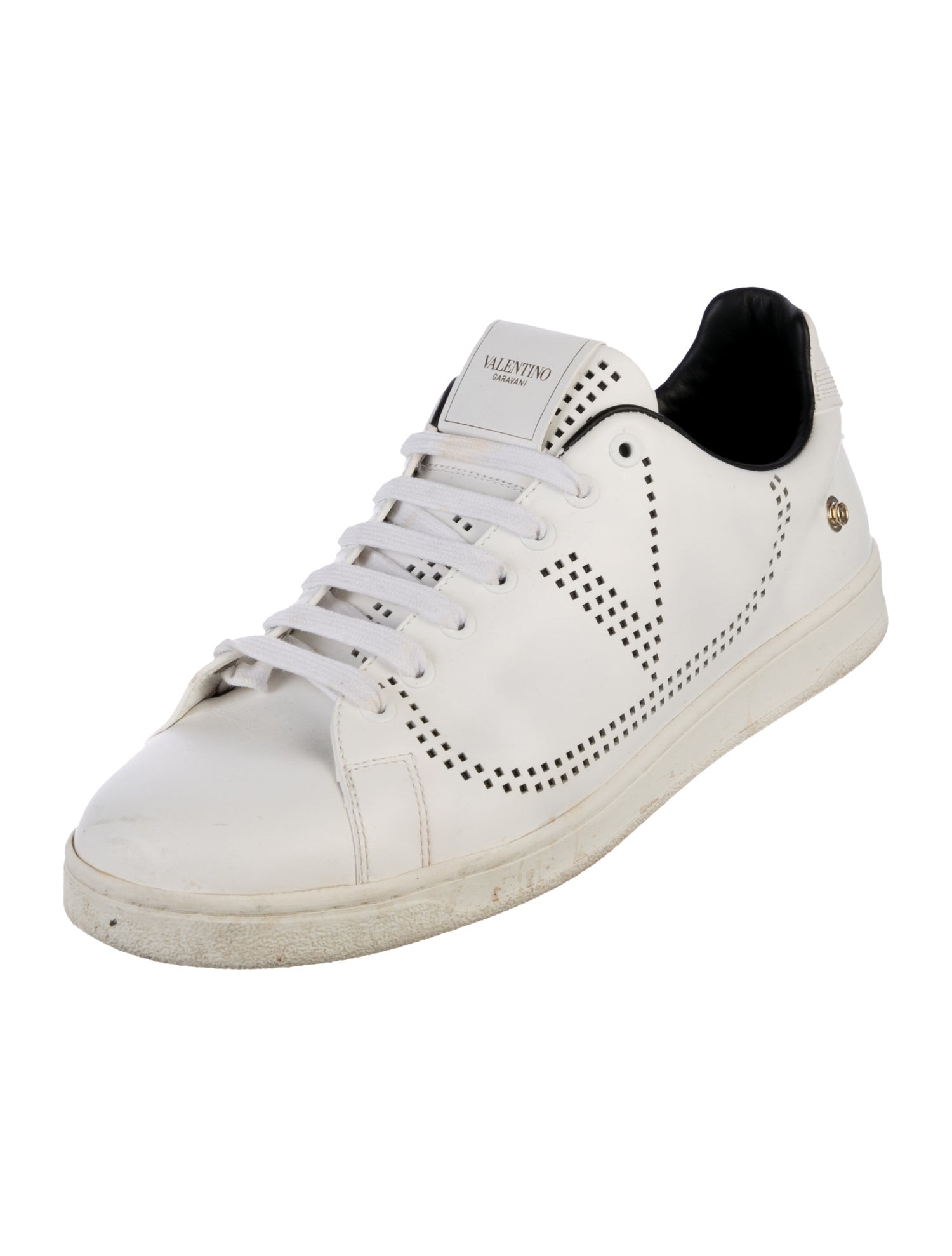 Valentino Rockstud Accents Leather Sneakers