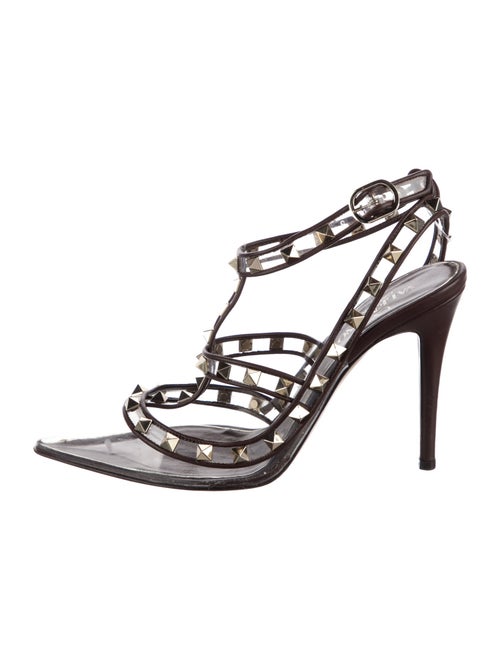 Valentino Leather Cutout Accent T-Strap Pumps