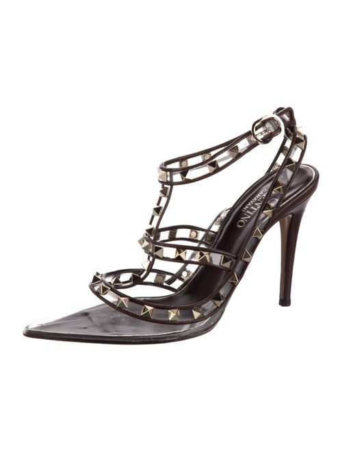 Valentino Leather Cutout Accent T-Strap Pumps
