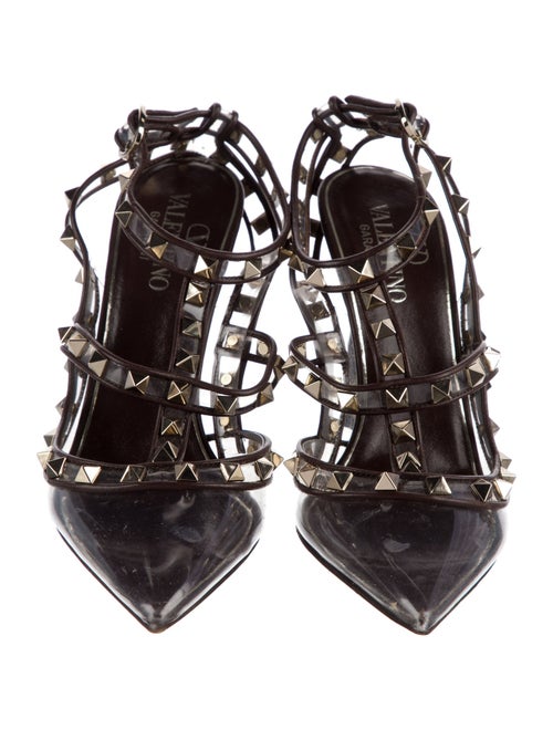 Valentino Leather Cutout Accent T-Strap Pumps