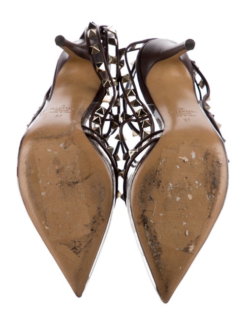 Valentino Leather Cutout Accent T-Strap Pumps