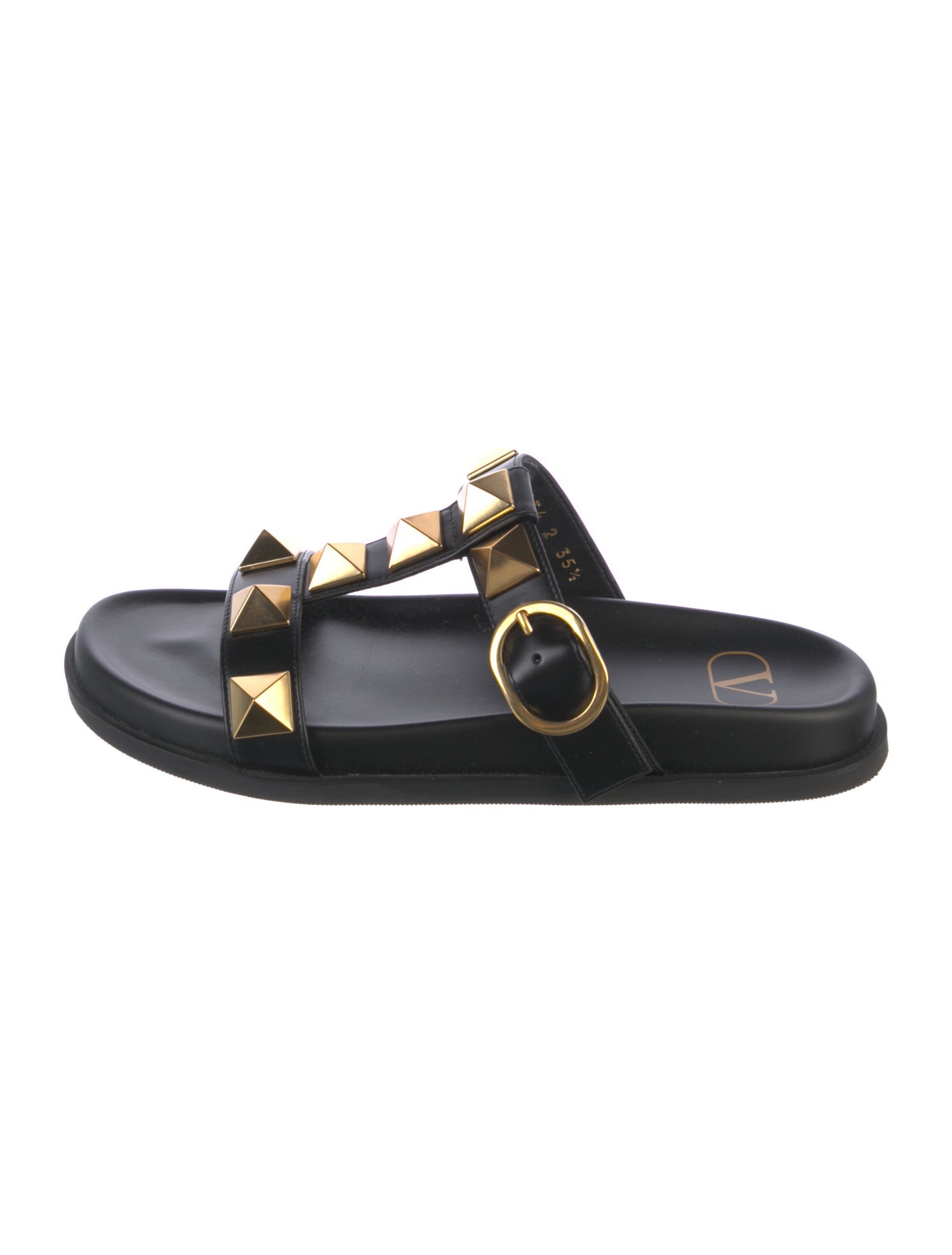 Valentino Rockstud Accents Leather Slides