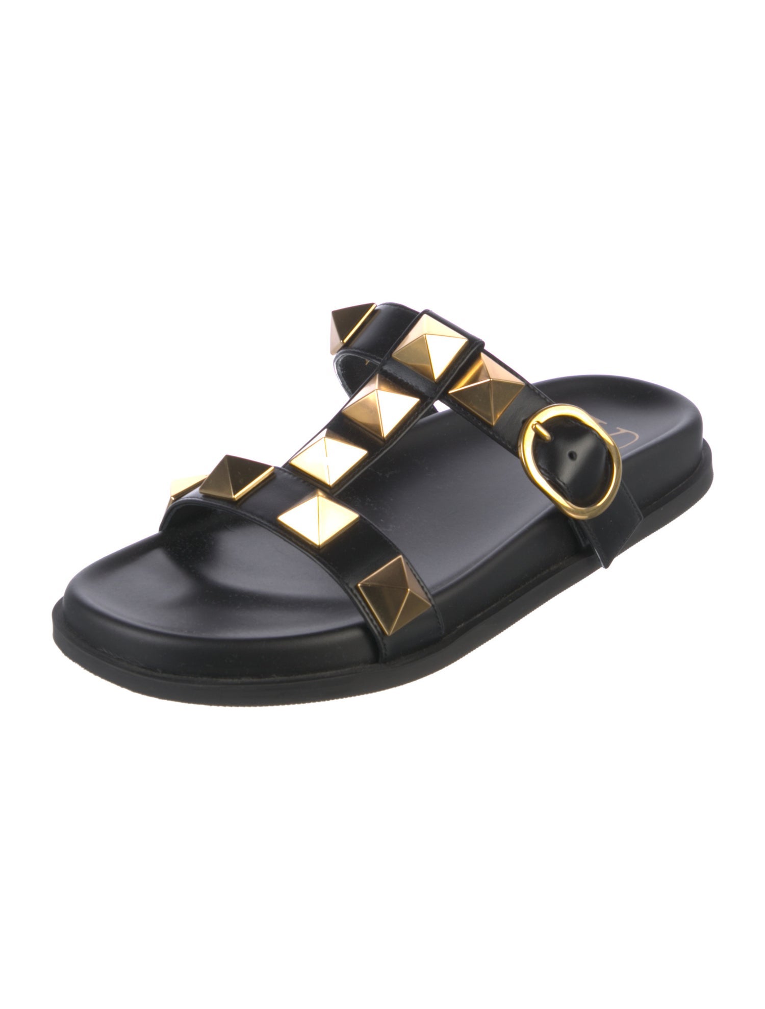 Valentino Rockstud Accents Leather Slides
