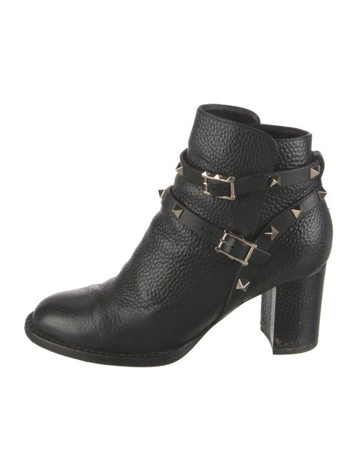 Valentino Rockstud Accents Leather Moto Boots