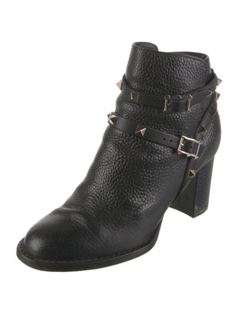 Valentino Rockstud Accents Leather Moto Boots