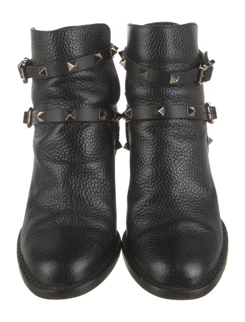 Valentino Rockstud Accents Leather Moto Boots