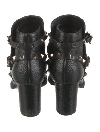 Valentino Rockstud Accents Leather Moto Boots