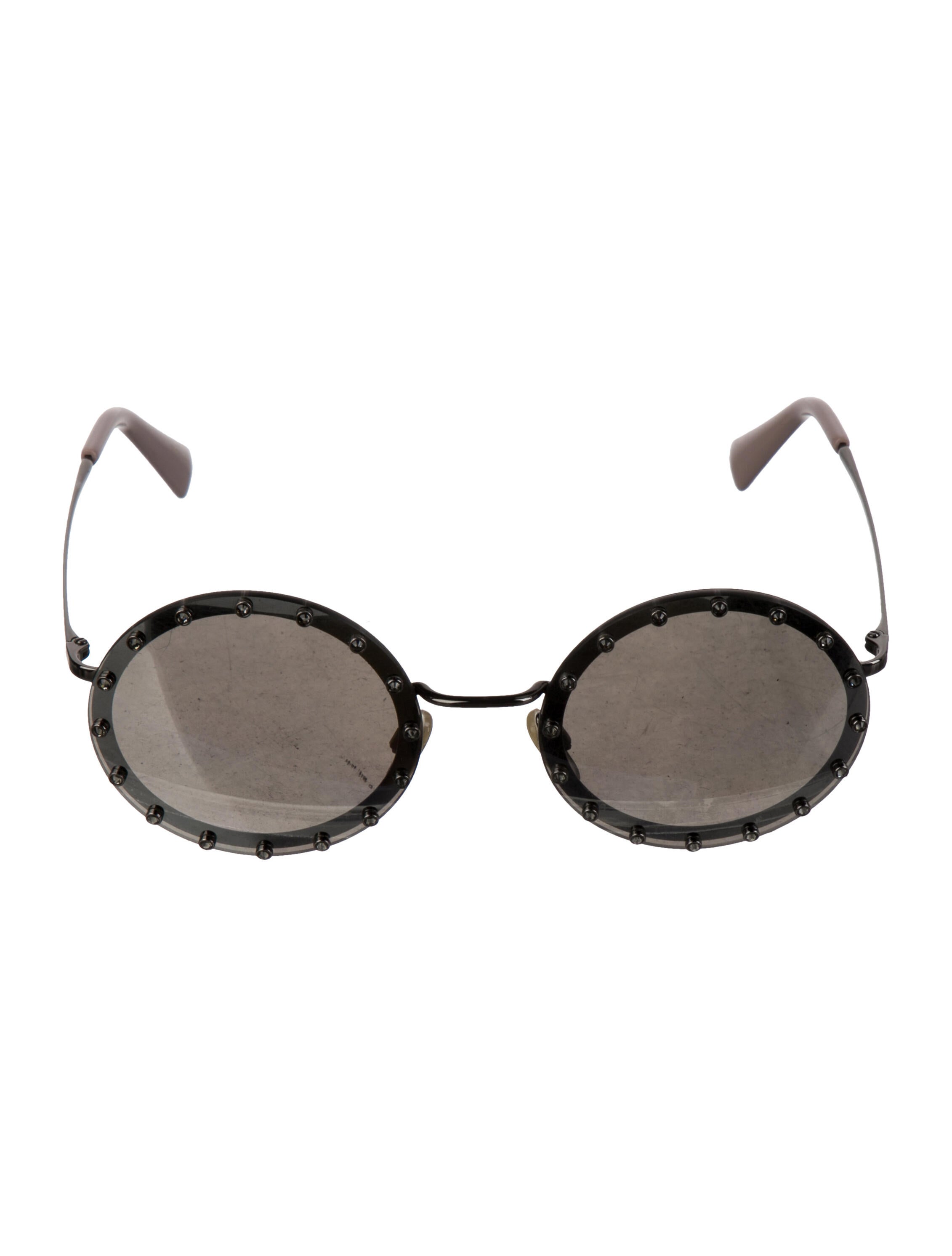 Valentino Rockstud Accents Round Sunglasses