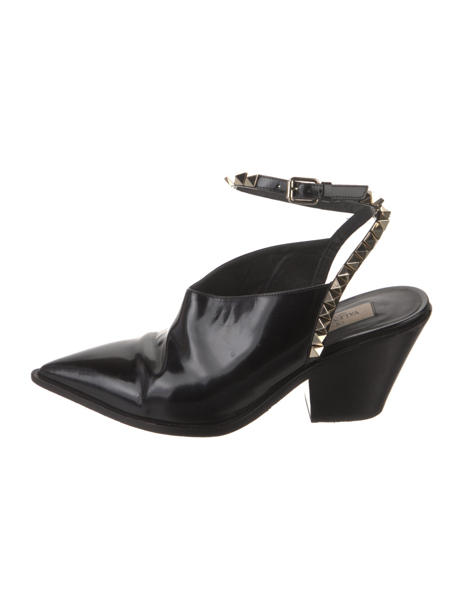 Valentino Rockstud Accents Leather Slingback Pumps