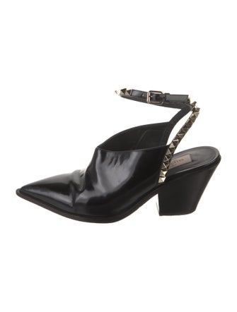 Valentino Rockstud Accents Leather Slingback Pumps