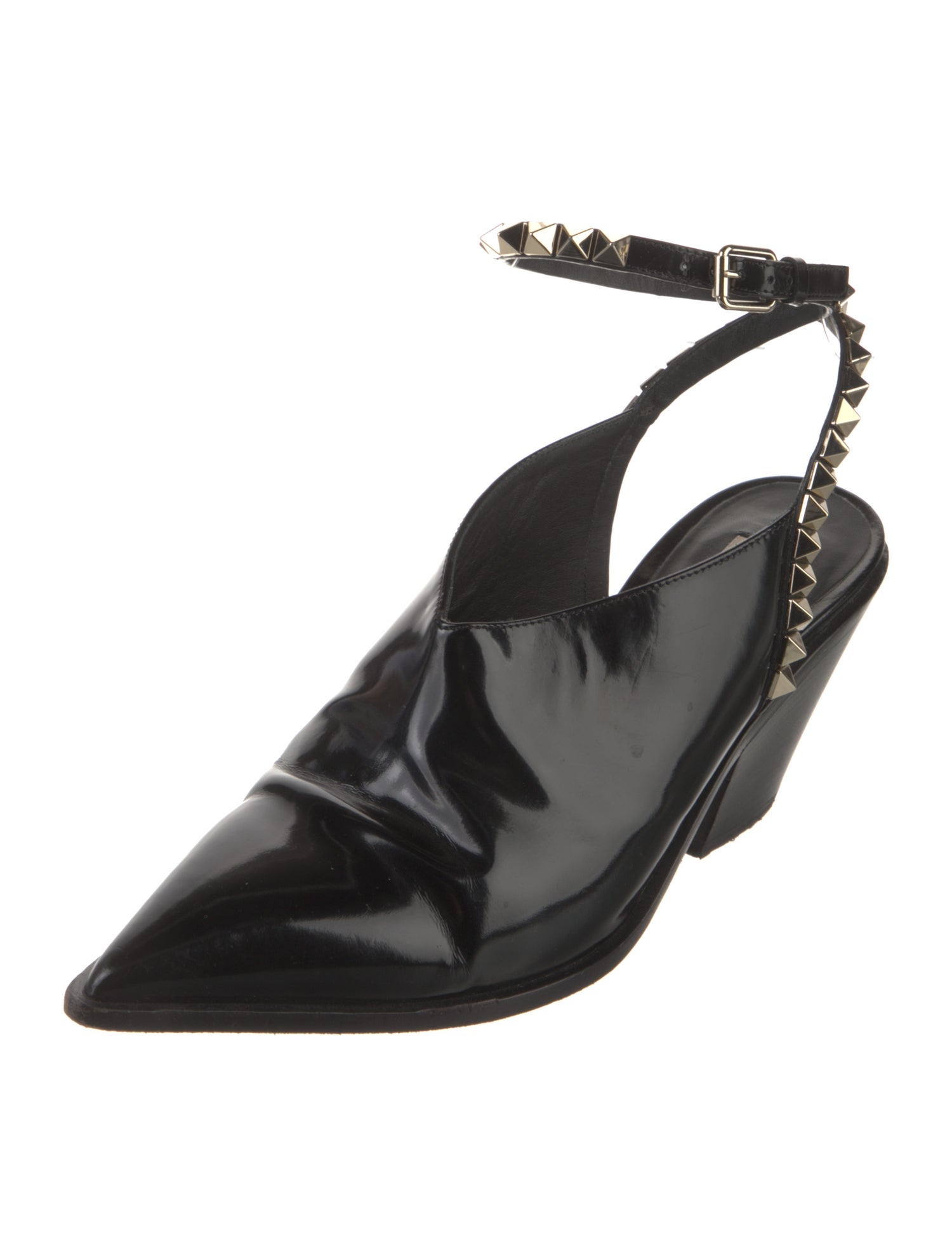 Valentino Rockstud Accents Leather Slingback Pumps