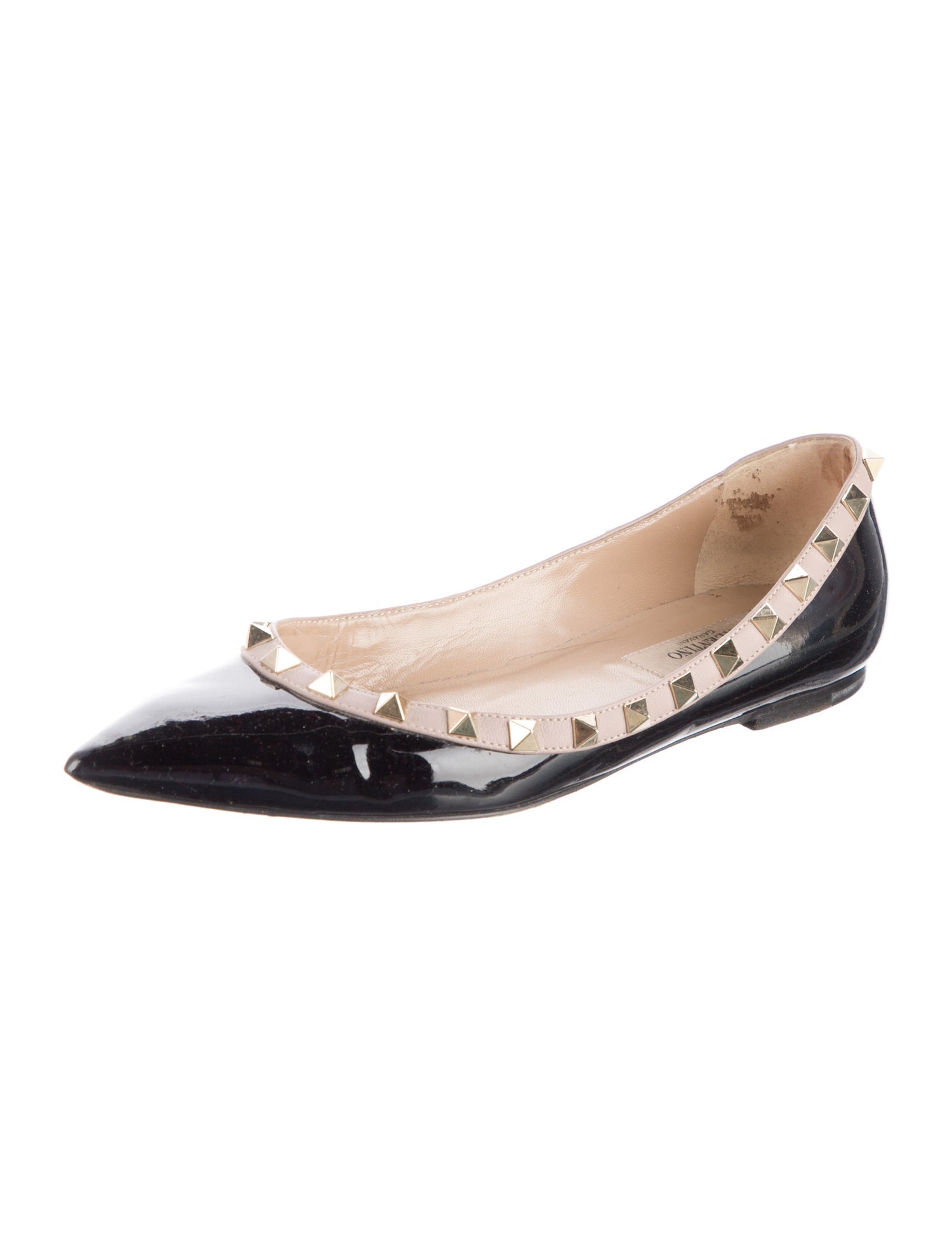 Valentino Rockstud Accents Patent Leather Ballet Flats