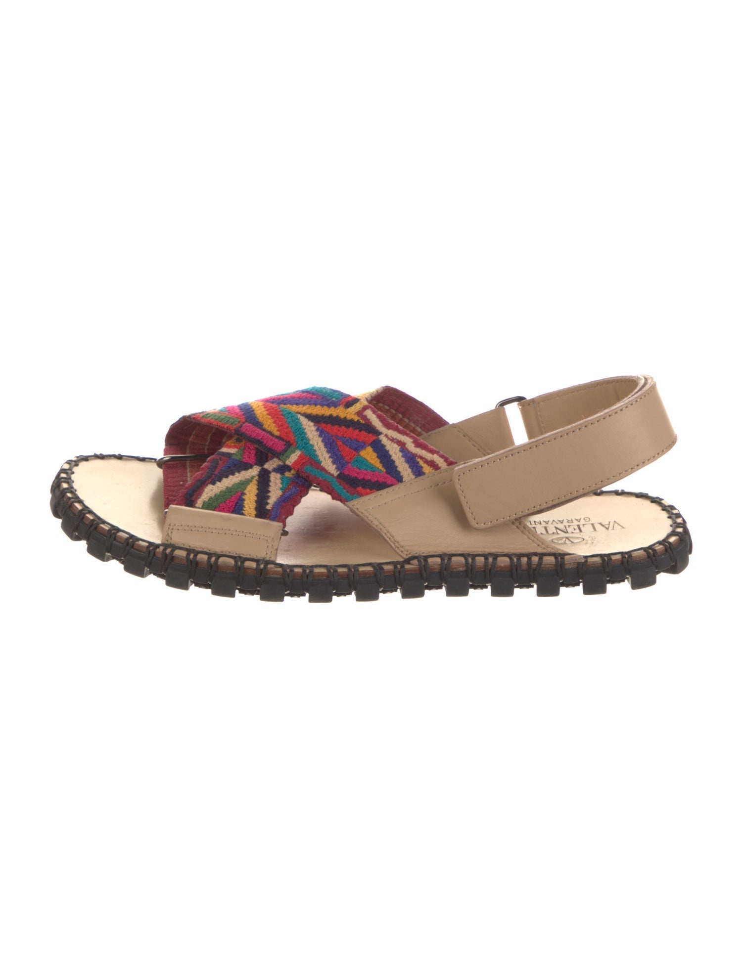 Valentino Leather Printed Slingback Sandals