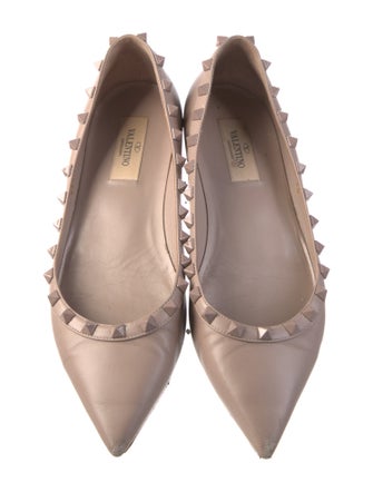 Valentino Rockstud Accents Leather Ballet Flats