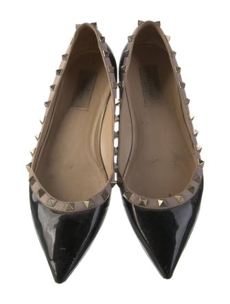 Valentino Rockstud Accents Patent Leather Flats