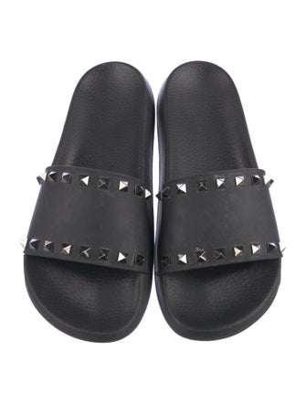 Valentino Rockstud Accents Rubber Slides