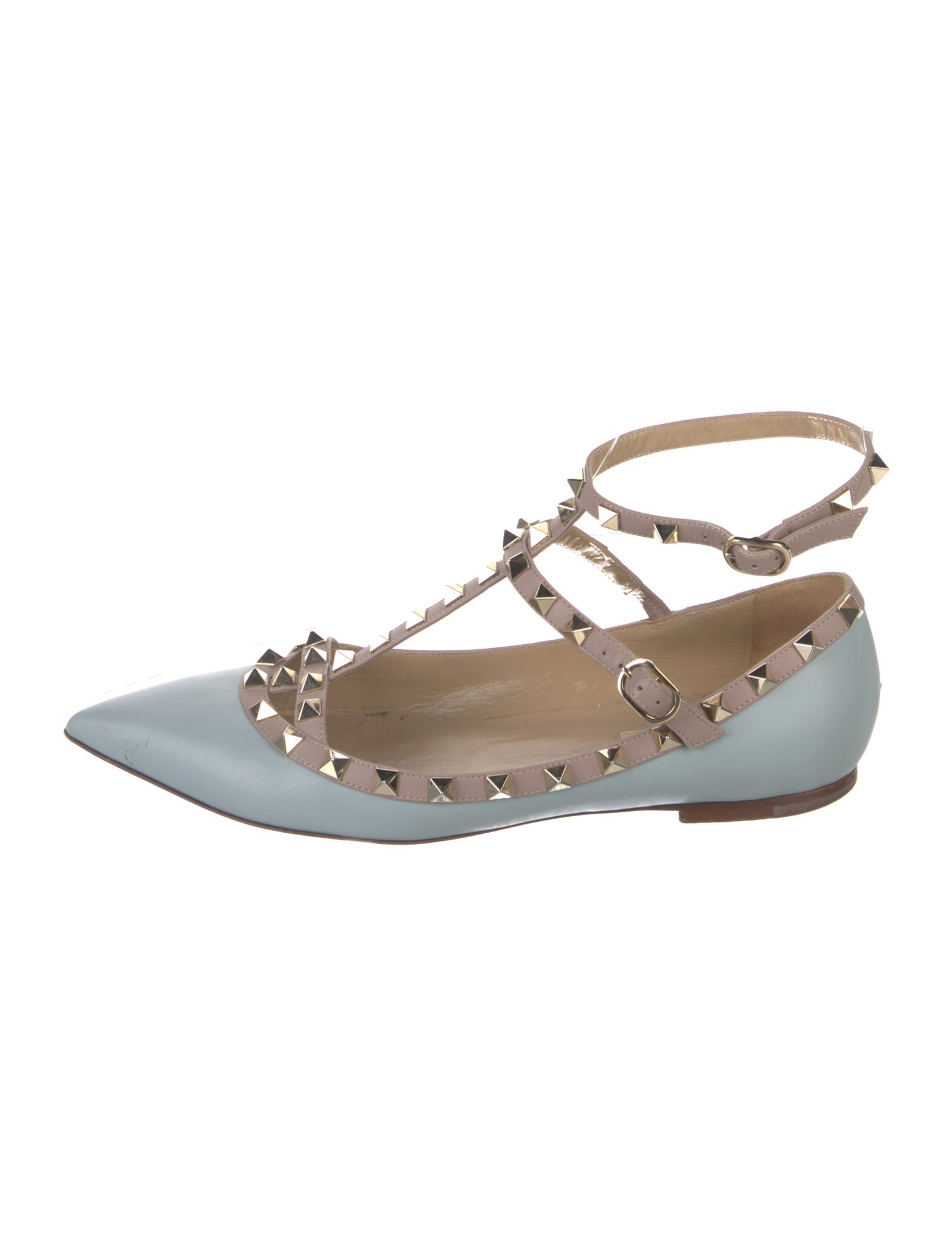 Valentino Rockstud Accents Leather Ballet Flats