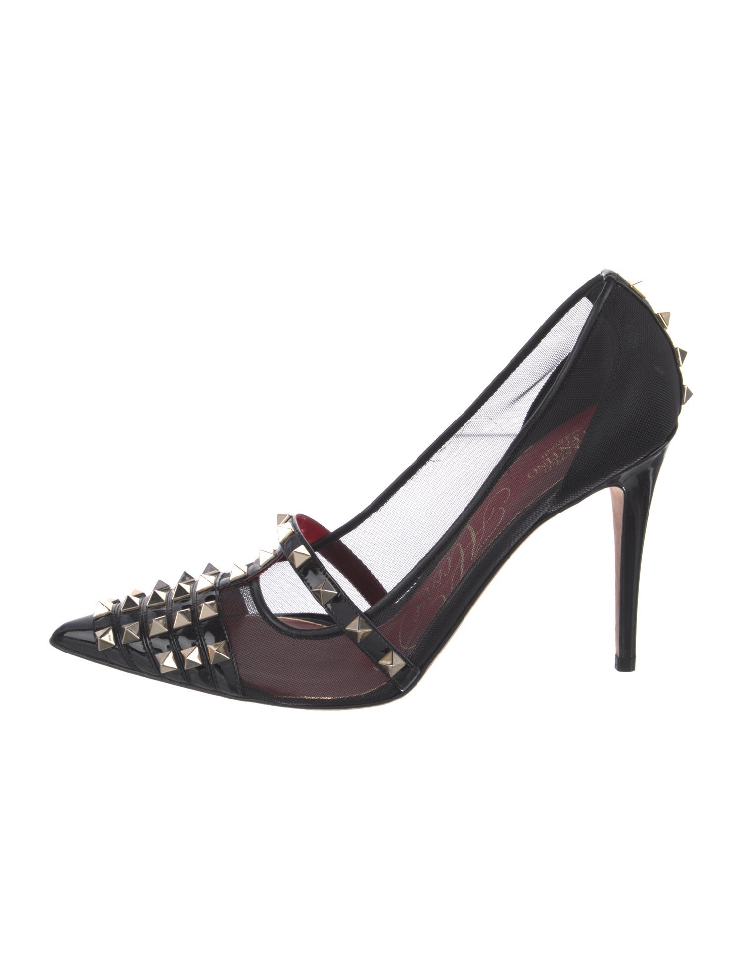 Valentino Rockstud Accents Mesh T-Strap Pumps