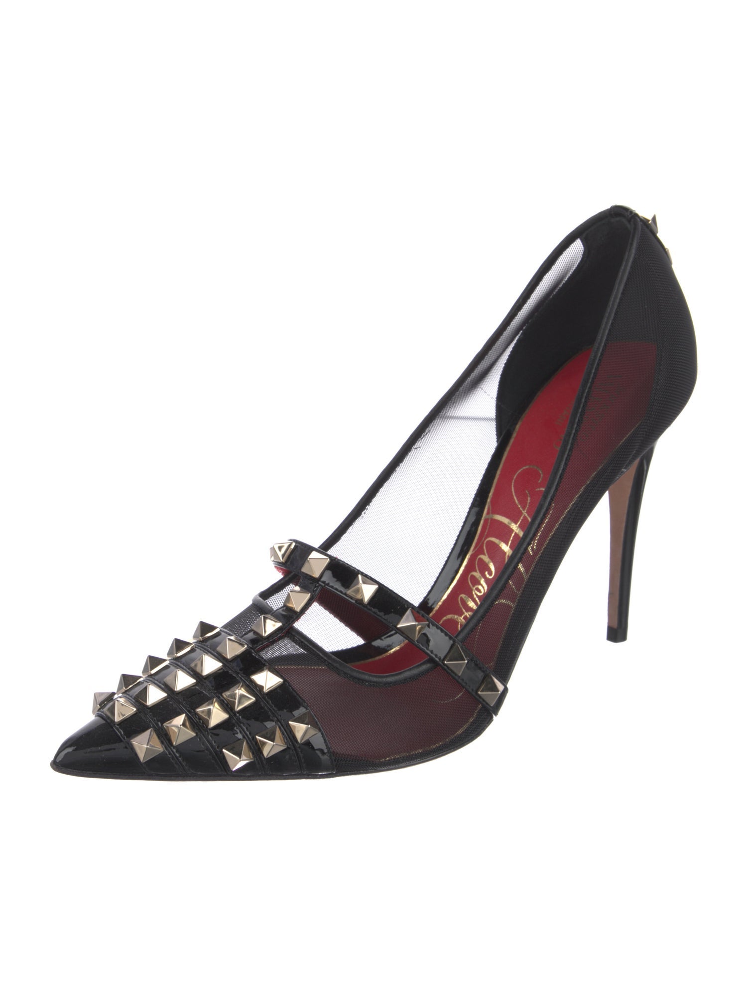 Valentino Rockstud Accents Mesh T-Strap Pumps