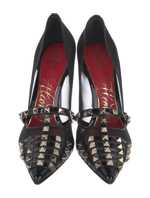 Valentino Rockstud Accents Mesh T-Strap Pumps