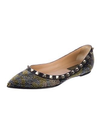 Valentino Rockstud Accents Leather Trim Embellishment Flats
