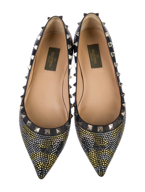 Valentino Rockstud Accents Leather Trim Embellishment Flats
