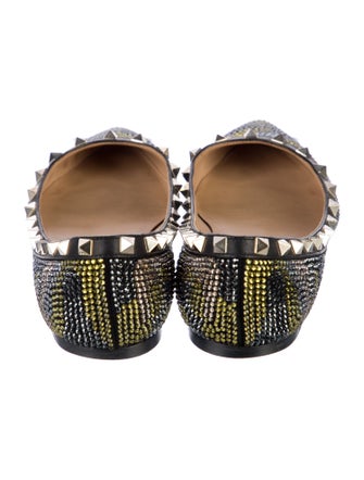 Valentino Rockstud Accents Leather Trim Embellishment Flats