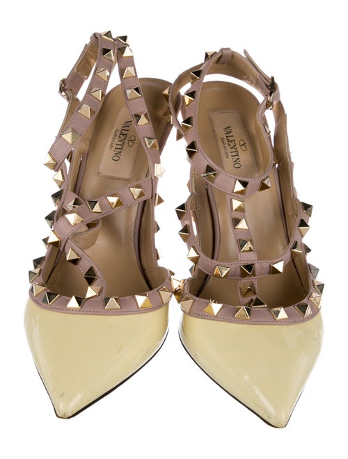 Valentino Rockstud Accents Patent Leather T-Strap Pumps