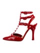 Valentino Rockstud Accents Patent Leather T-Strap Pumps
