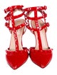Valentino Rockstud Accents Patent Leather T-Strap Pumps