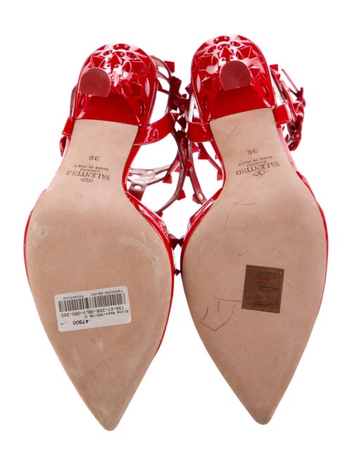 Valentino Rockstud Accents Patent Leather T-Strap Pumps
