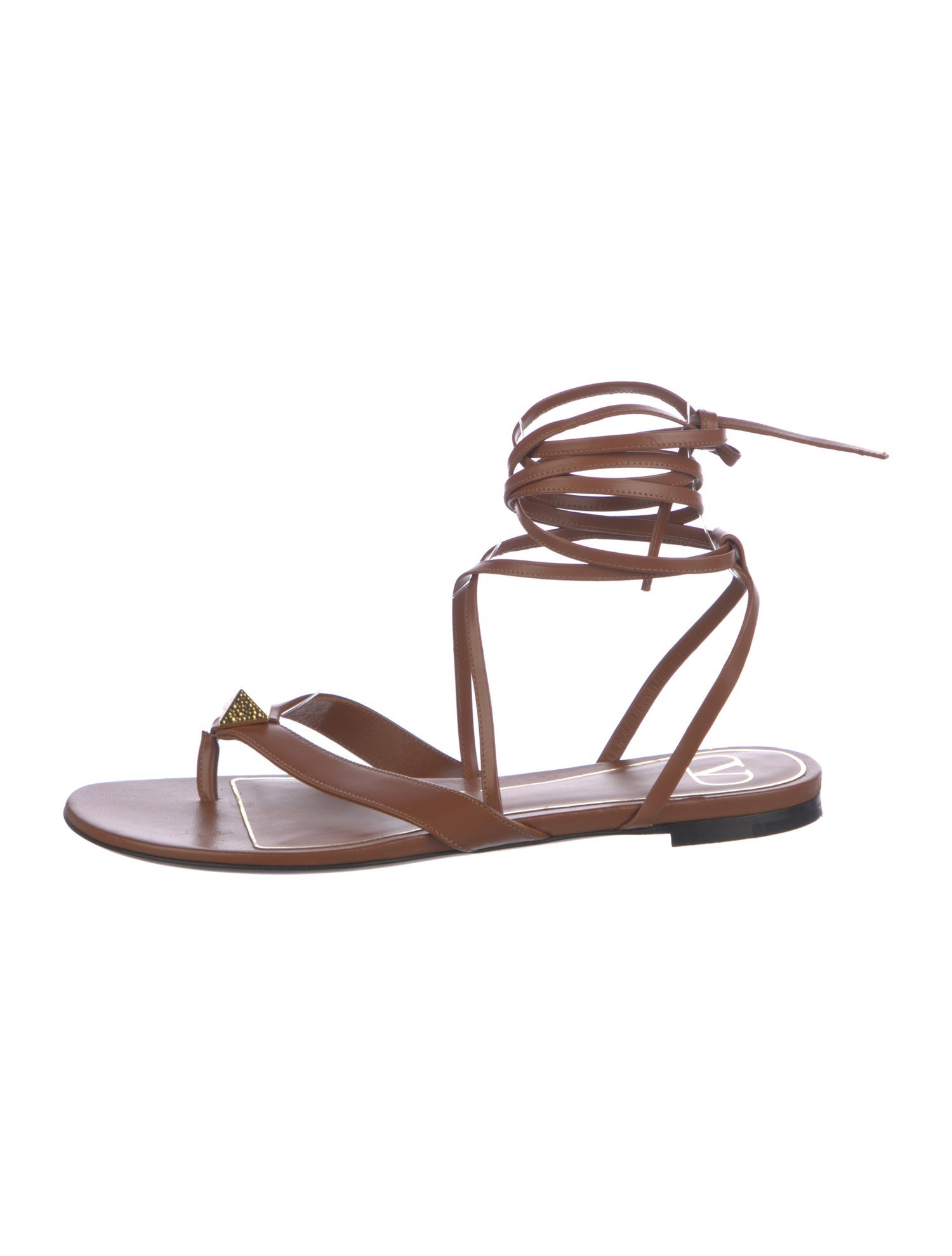 Valentino Rockstud Accents Leather Gladiator Sandals
