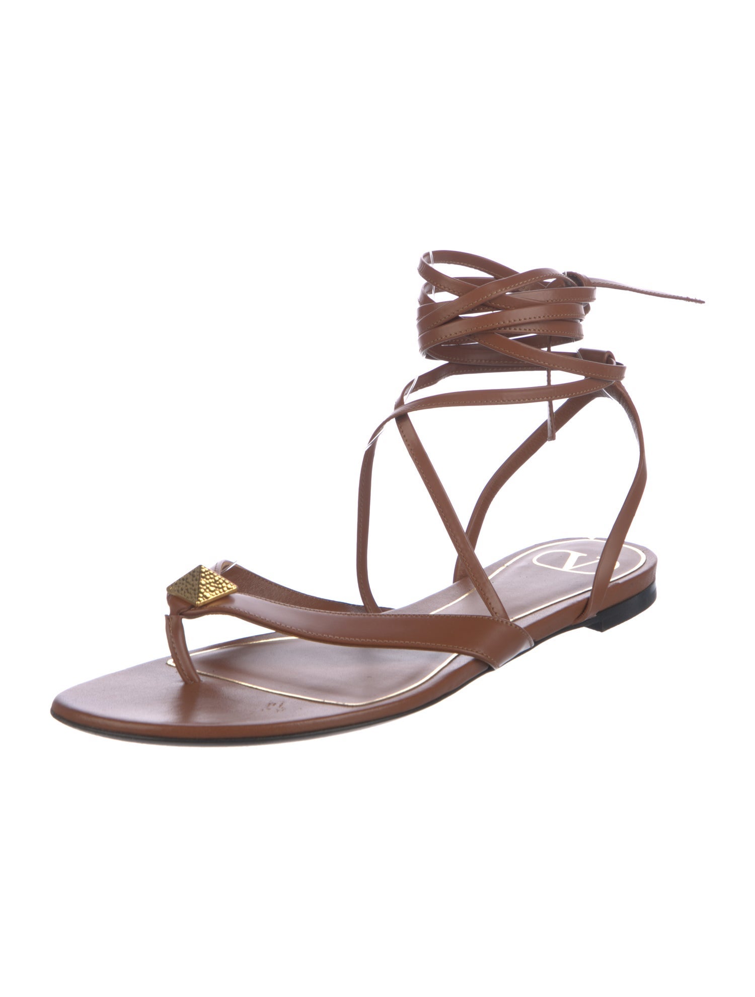 Valentino Rockstud Accents Leather Gladiator Sandals