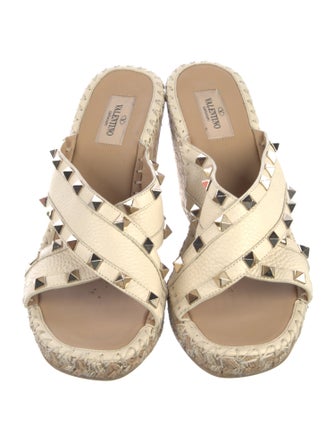 Valentino Rockstud Accents Leather Espadrilles