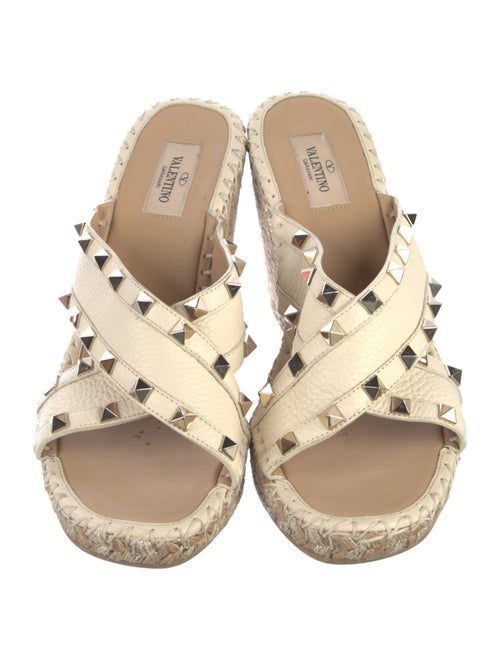 Valentino Rockstud Accents Leather Espadrilles