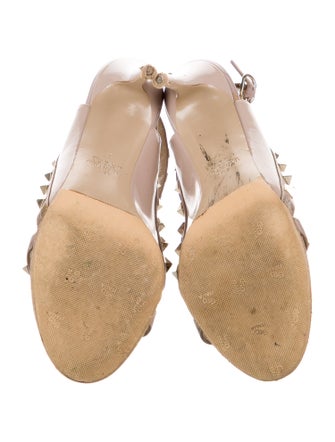 Valentino Rockstud Accents Leather T-Strap Pumps