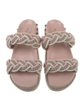 Valentino Rockstud Accents Leather Slides